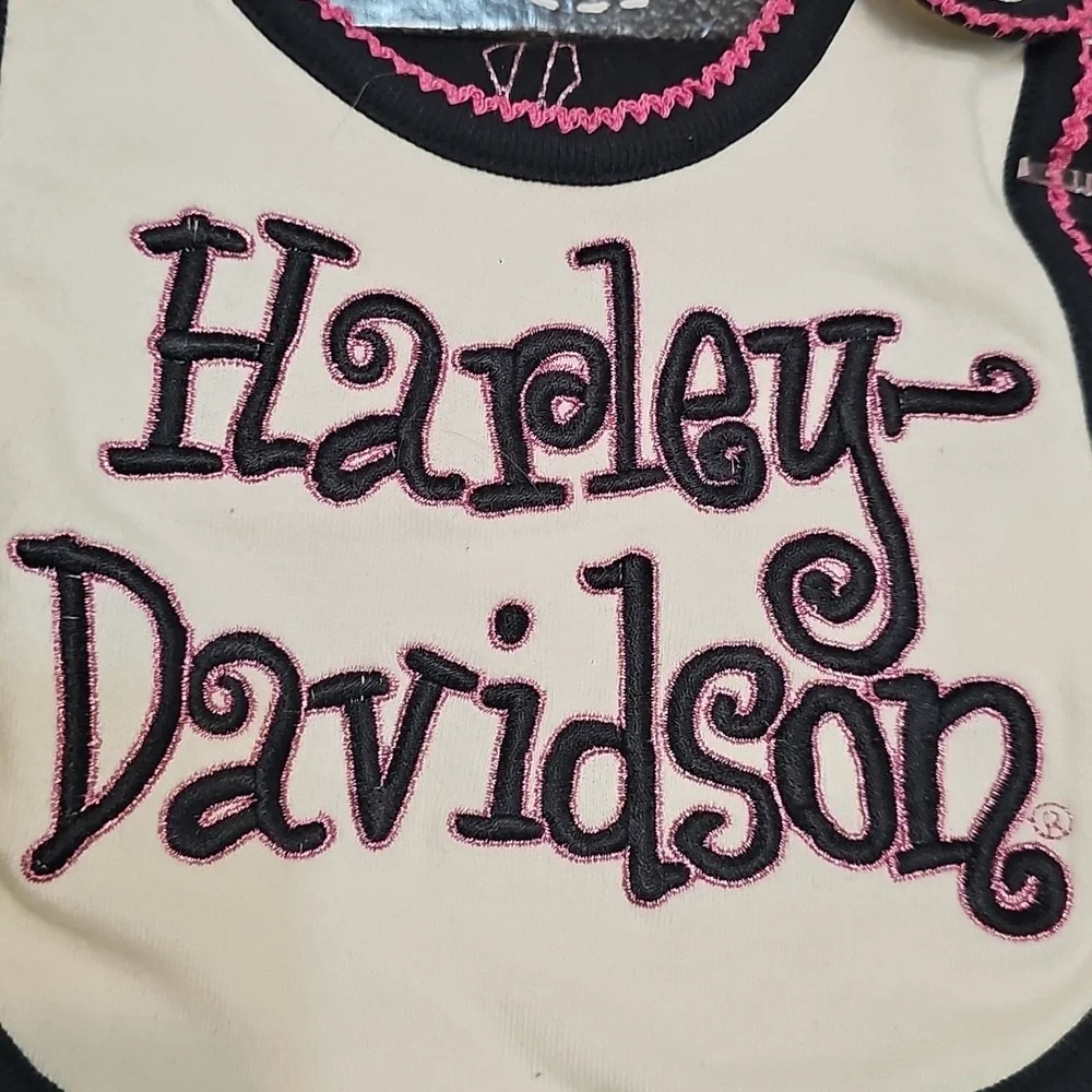 Harley-Davidson Pink and Black Baby Bib And Sparkly Burp Cloth